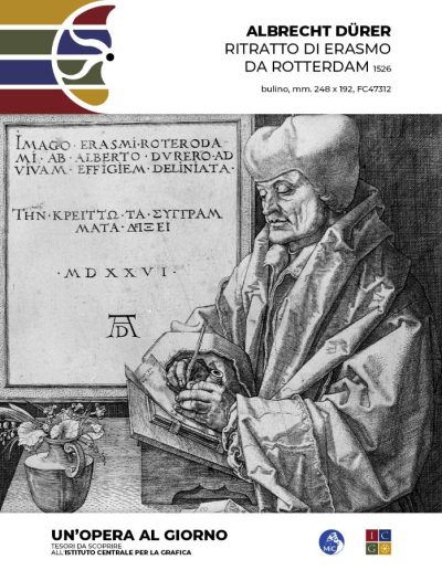 Albrecht Dürer Ritratto di Erasmo da Rotterdam, 1526 bulino, mm. 248 x 192, FC47312