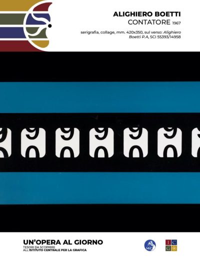 Alighiero Boetti   Contatore, 1967 serigrafia, collage, mm. 420x350, sul verso: Alighiero Boetti P.A Inv.: SCI 55393/14958