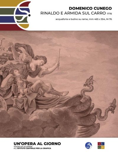 Domenico Cunego (da Guercino), Rinaldo e Armida sul carro, 1778 acquaforte e bulino su rame, mm 465 x 554 Inv.: M-76