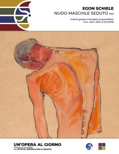 Egon Schiele Nudo maschile seduto, 1910 matita grassa e tempera acquerellata,  mm. 420 x 300 Inv.: D-ICGD106