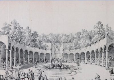 Francesco Panini Seduta dei Quirini nel giardino di Palazzo Corsini, 1750 ca. matita, penna, acquerello, mm. 367x773, D-FC128101