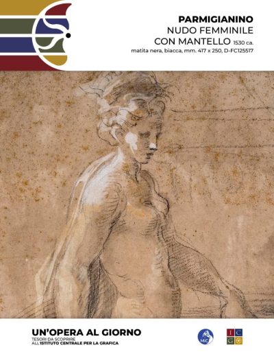 Parmigianino Nudo femminile con mantello, 1530 ca. matita nera, biacca, mm. 417 x 250 Inv.: D-FC125517