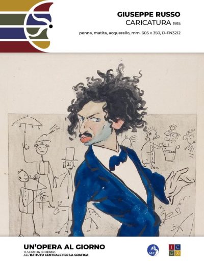 Giuseppe Russo Caricatura, 1915 penna, matita, acquerello, mm. 605 x 350 Inv.: D-FN3212