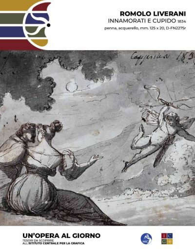 Romolo Liverani Innamorati e Cupido, 1834 penna, acquerello, mm. 125 x 20 Inv.: D-FN2275r