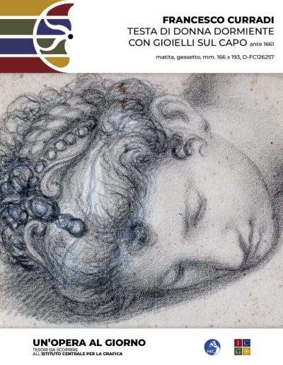 Francesco Curradi Testa di donna dormiente con gioielli sul capo, ante 1661 matita, gessetto, mm. 166 x 193 Inv.: D-FC126257
